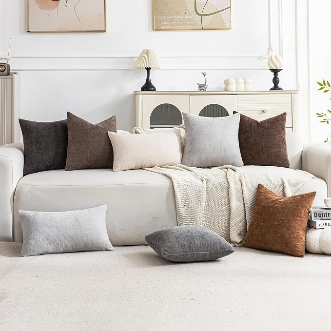 Set of 4 Soft Textured Decorative Throw Pillow Covers 16x16 Inch Cozy Farmhouse - Image 2
