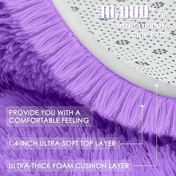 OLANLY Purple Round Rugs for Bedroom - Image 7