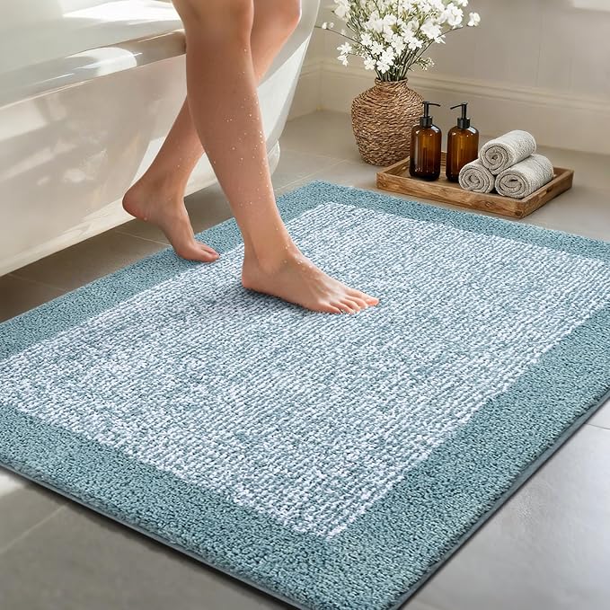 48x32 Large Bathroom Rugs Washable Non Slip, Dusty Blue Bath Mat by Unknown
