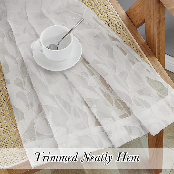 Lecloud Leia Ivory Sheer Curtains 63 Inch Length 2 Panels, Rustic Light - Image 5