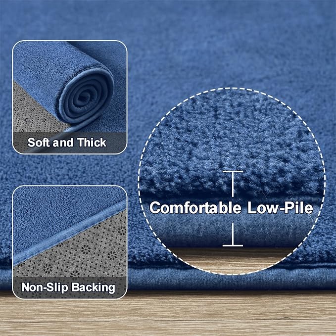 Amearea Blue Round Area Rugs 4ft Washable Circle Rugs - Image 3