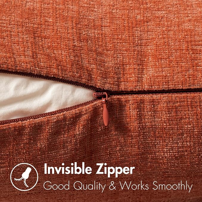 MIULEE Pack of 2 Rust Throw Pillow Covers 20x20 Inch Soft Chenille Pillow Covers - Image 3