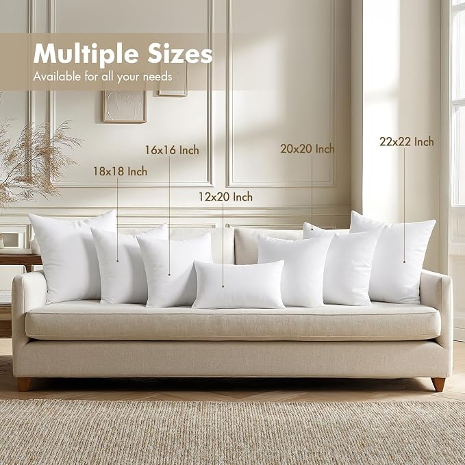 MIULEE 16x16 Pillow Inserts 4 Pack, 100% Virgin Fiber Filling Throw Pillows | - Image 2