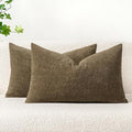 MIULEE Pack of 2 Coffee Throw Pillow Covers 12x20 Inch Soft Chenille Lumbar by MIULEE