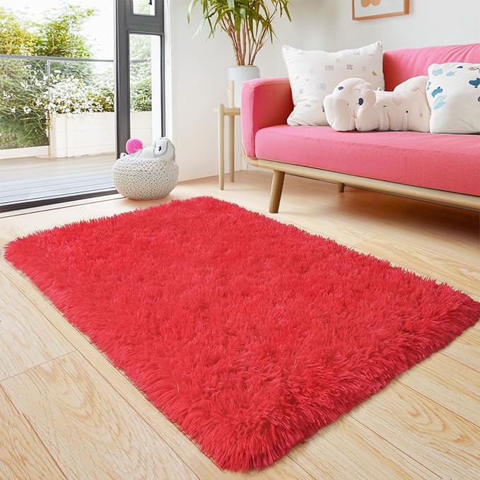 Pionblank Fluffy Small Rug for Bedroom 2x3 Feet, Shag Soft Area Rug for Bedside - Image 2