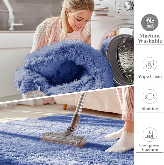 OLANLY 2x3 Machine Washable Small Bedside Rug, Soft Fluffy Shaggy Entryway - Image 2