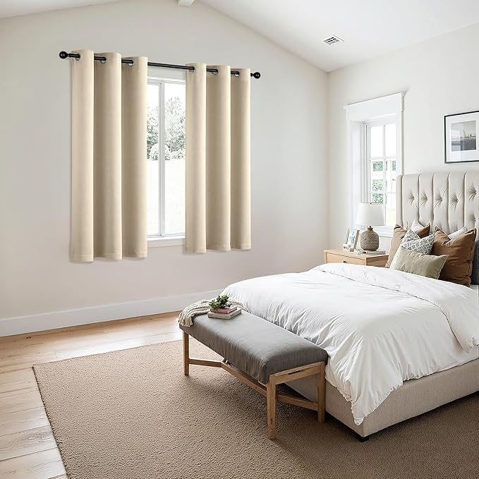 MIULEE Blackout Curtains for Bedroom 2 Panels 34 x 45 Inch Long Cream Beige | - Image 6