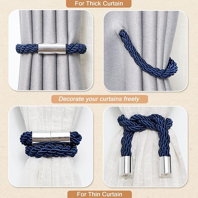 NICEEC 2 Pack Strong Magnetic Curtain Tiebacks Modern Simple Style Drape Tie - Image 6