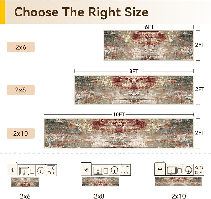 Washable Area Rugs 2'x8' Non-Slip Modern Abstract Soft - Image 2