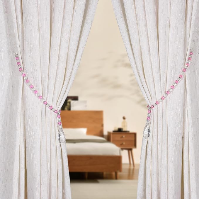 SUQ I OME 1 Pair of Luxury Crystal Beaded Magnetic Curtain Tieback and Holdback - Image 5