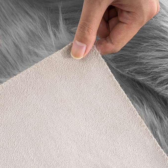 Ciicool Faux Fur Rug Grey Fluffy Area Rugs - Image 5