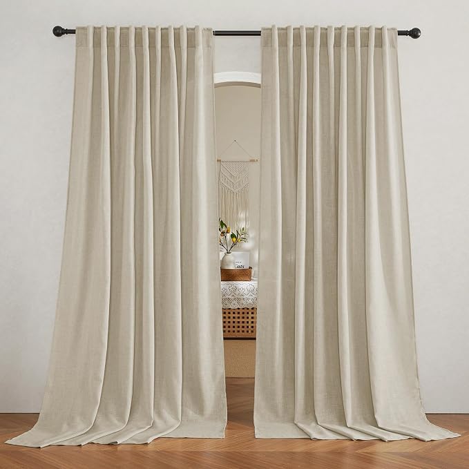 RYB HOME Linen Sheer Curtains 84 inches Length, Glare Light Filter Privacy by RYBHOME