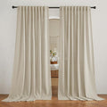 RYB HOME Linen Look Sheer Curtains 70 inch Wide, Privacy Light Filtering Panels by RYBHOME