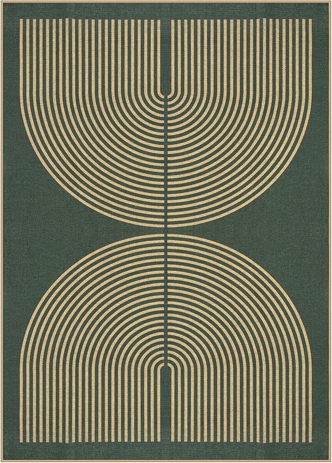 Lahome Enfys Modern Rainbow Easy Jute Indoor Outdoor Rugs, 5x7 Dark Green Rug - Image 7