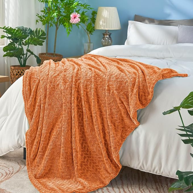 inhand Rust Fleece Twin Blanket, Super Soft Flannel Cozy Blankets - Image 3