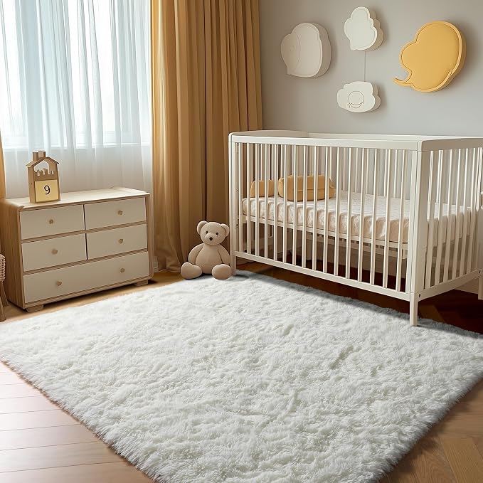 ONASAR Cream White Rugs for Living Room Bedroom, 5x8 Fluffy Bedside Area Rug - Image 8