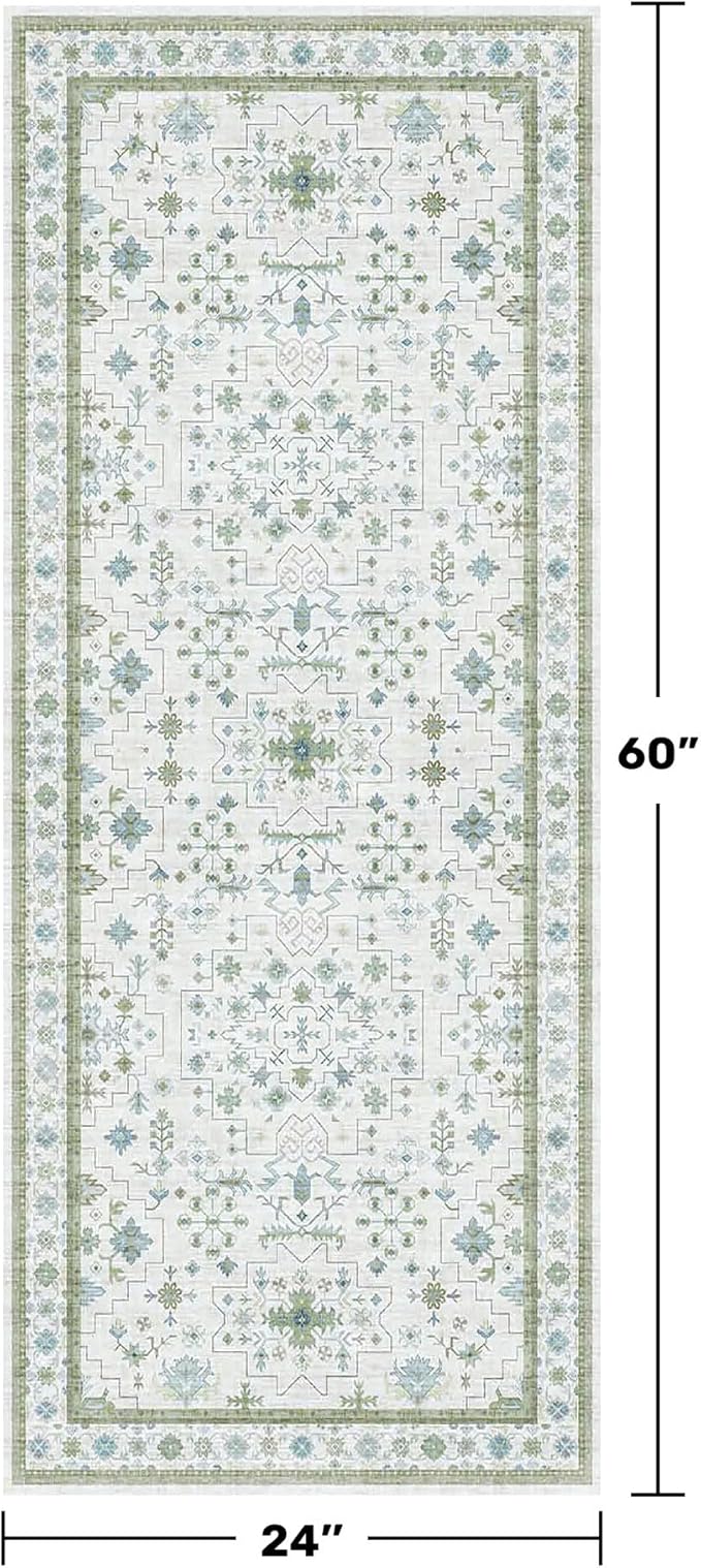 Hazo Haus Washable Oushak Bathroom Runner Rug 2x5 - Image 2