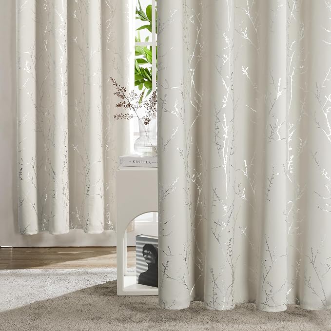 Deconovo Short Kitchen Curtains, Room Darkening Curtain Beige, Thermal - Image 3