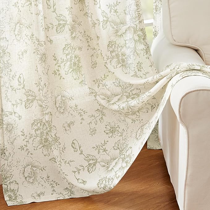 jinchan Linen Blend Floral Curtains - Image 5
