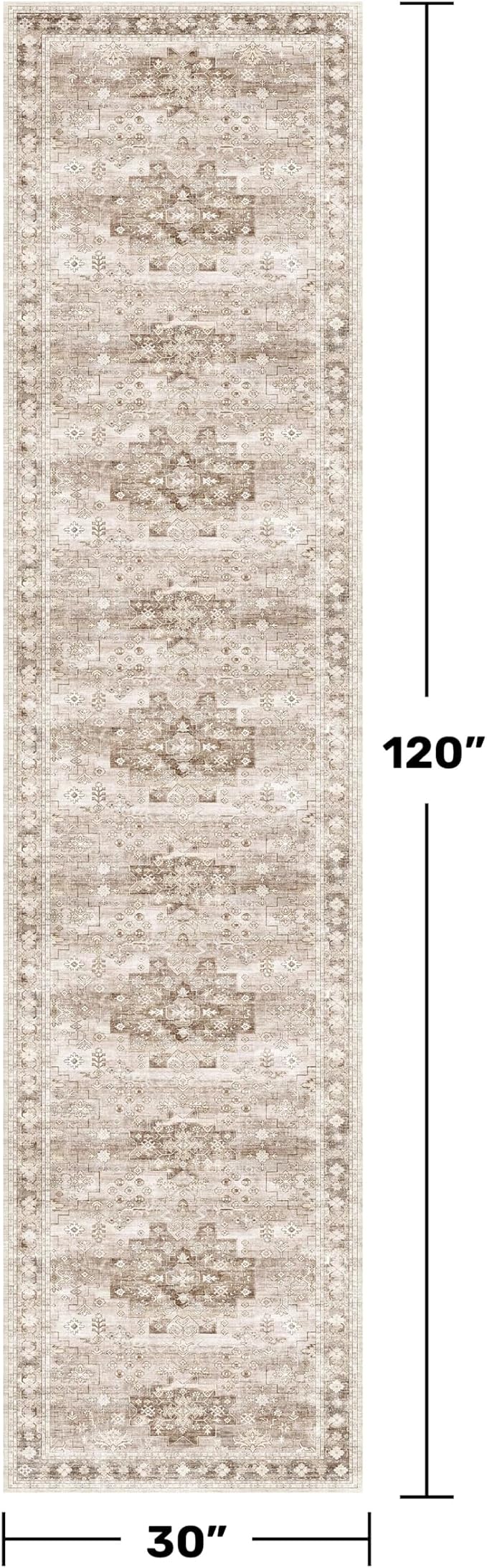 Beige Washable 2'6"x10' Extra Long Runner Rugs - Image 2