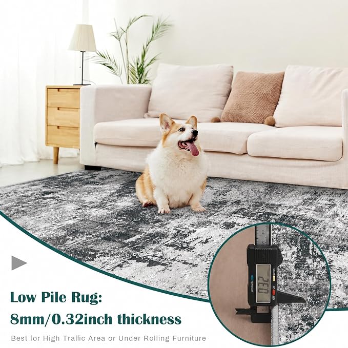 6x9 Area Rugs Washable Rug: Abstract Neutral Rugs Modern Non Slip Area Rug - Image 6