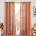 LAMIT Terracotta Linen Sheer Curtains 90 inch by LAMIT