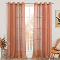 LAMIT Terracotta Linen Curtains 84 Inch Length 2 Panels by LAMIT