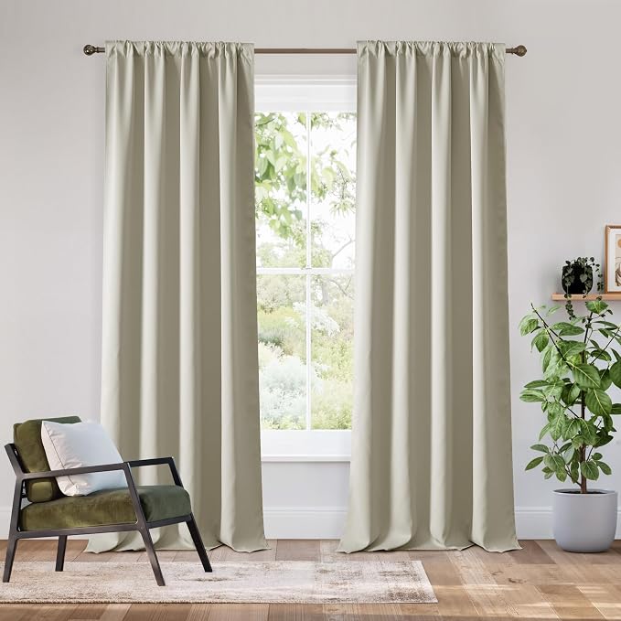 RYB HOME Bedroom Blackout Curtains 80 inches Long, 100% Blackout Thermal by RYBHOME