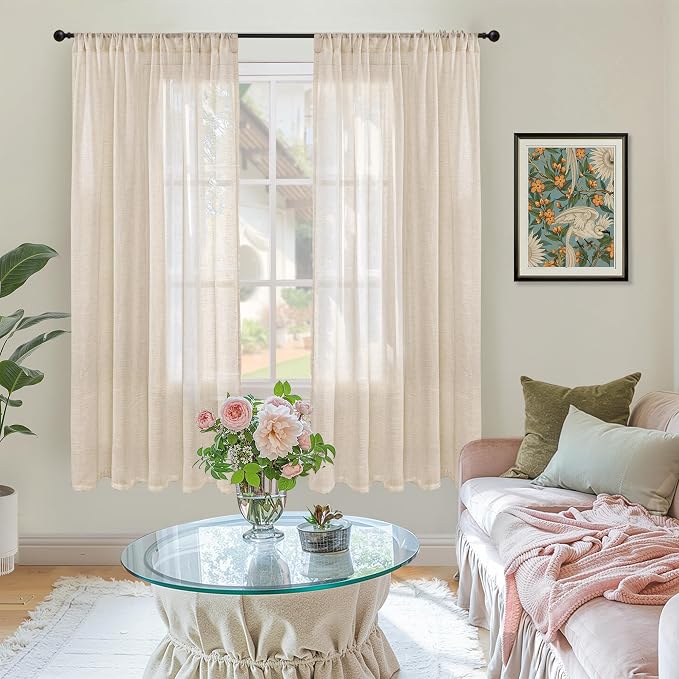 BGment Natural Linen Curtains 63 Inches Long - Image 2