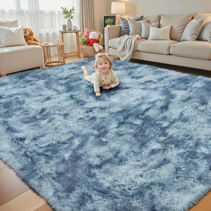 8x10 Area Rugs for Living Room Bedroom Fluffy, Large Area Rug Shag Shaggy by Junhejiamei