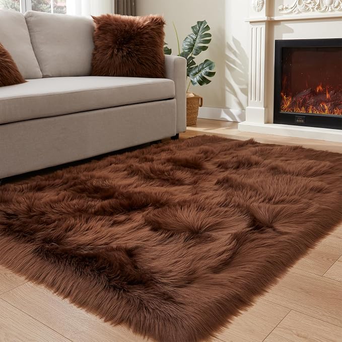 EasyJoy Ultra Soft Fluffy Shaggy Area Rug Faux Fur Rug Chair Cover Seat Pad by EasyJoy