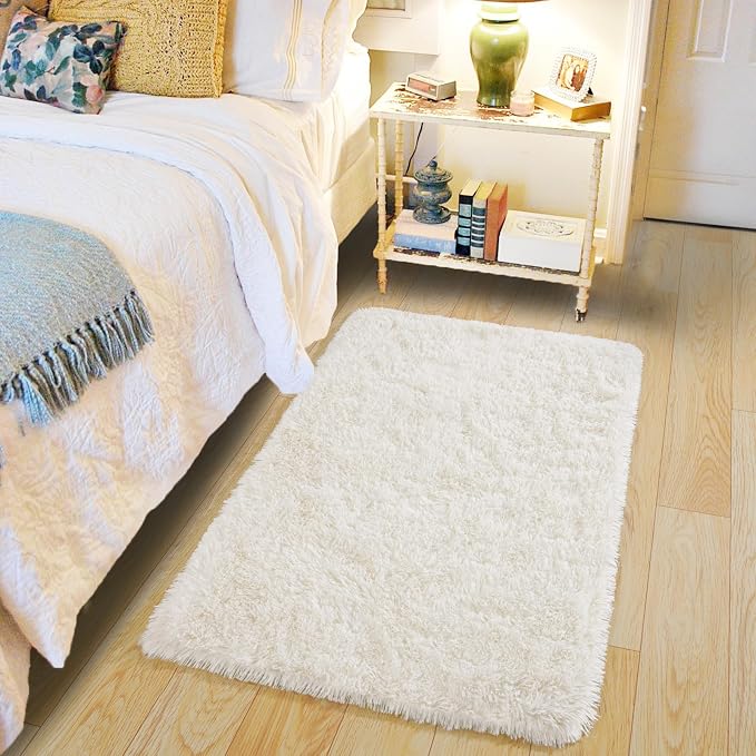 Pionblank Fluffy Small Rug for Bedroom 2x3 Feet, Shag Soft Area Rug, Modern - Image 2