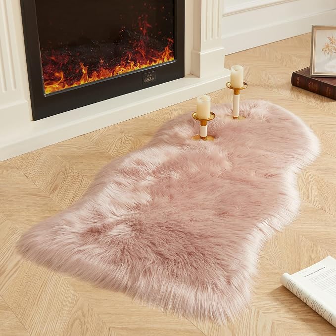 AMTOVO Faux Fur Rug, Fluffy Sheepskin Rug, Fuzzy Ultra Soft 2 x 4 ft Shag Rugs by AMTOVO