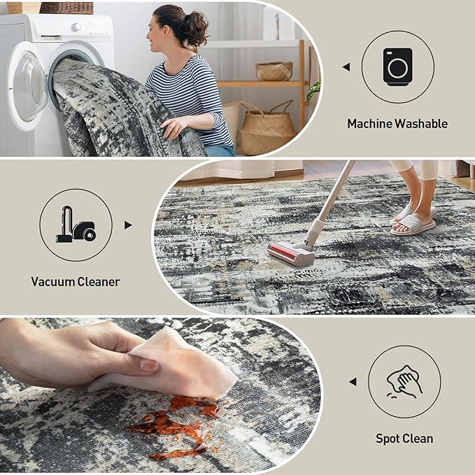 6x9 Area Rugs Washable Rug: Large Modern Abstract Living Room Rug Soft - Image 3