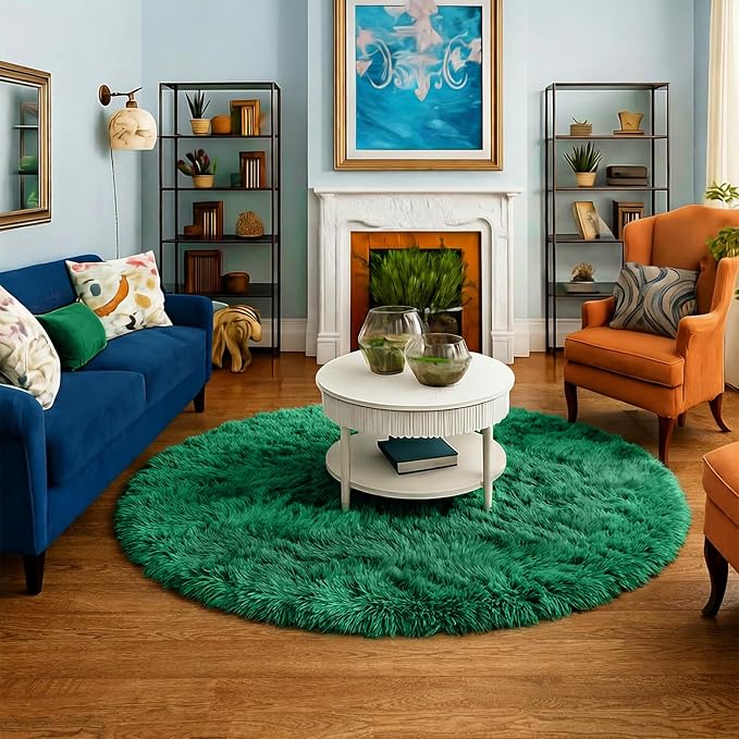 Amdrebio Dark Green Round Rug 4Ft - Image 5