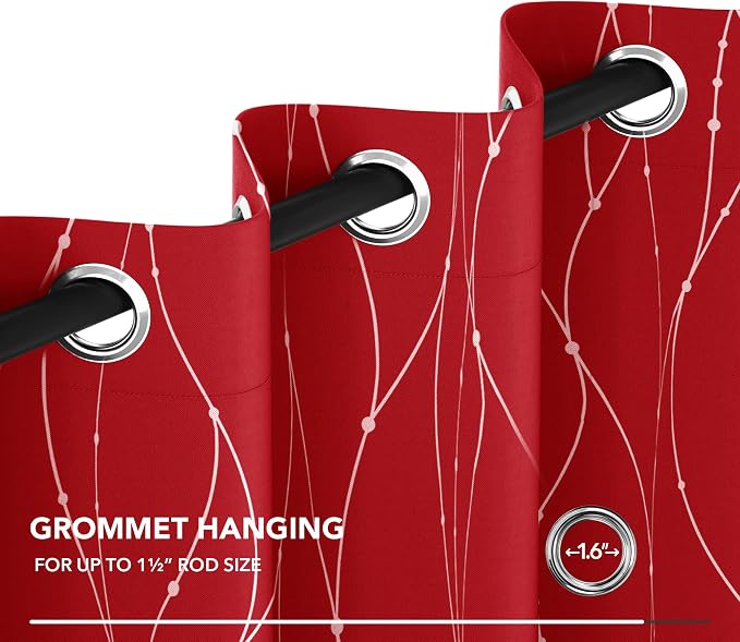 Deconovo Short Blackout Curtains, Christmas Red Curtain, Thermal Insulated - Image 6