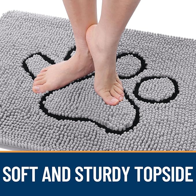 OLANLY Dog Door Mat for Muddy Paws 48x30, Paw Print Design, Absorbs Moisture - Image 4