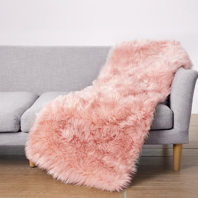 Ciicool Pink Fur Fluffy Rug, 2x4 ft Small Faux Fur Rugs - Image 8