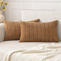 MIULEE Pack of 2 Corduroy Decorative Lumbar Throw Pillow Covers 20x12 Inch Soft by MIULEE