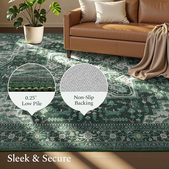 Rugflix 8x10 Area Rugs for Living Room, Machine Washable Rug Non Slip Stain - Image 4