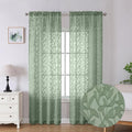 Lecloud Leia Sage Green Sheer Curtains 90 Inch Length 2 Pieces, Breathable by Lecloud