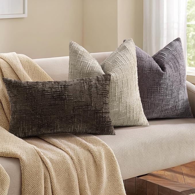 decorUhome Dark Brown Chenille Throw Pillow Covers 12x20 Set of 2 Textured Soft - Image 4