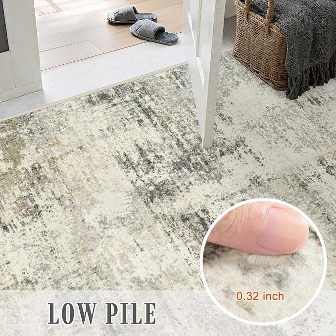 Round Area Rug Living Room: 4 ft Modern Washable Indoor Carpet | - Image 7