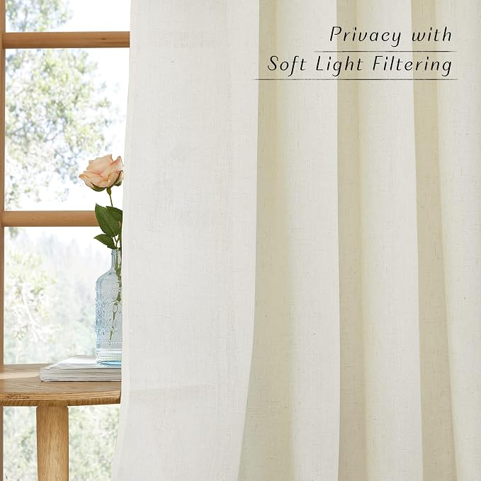 NICETOWN Thick Linen Curtains Extra Long 120 inch Length, Rustic Grommet - Image 2