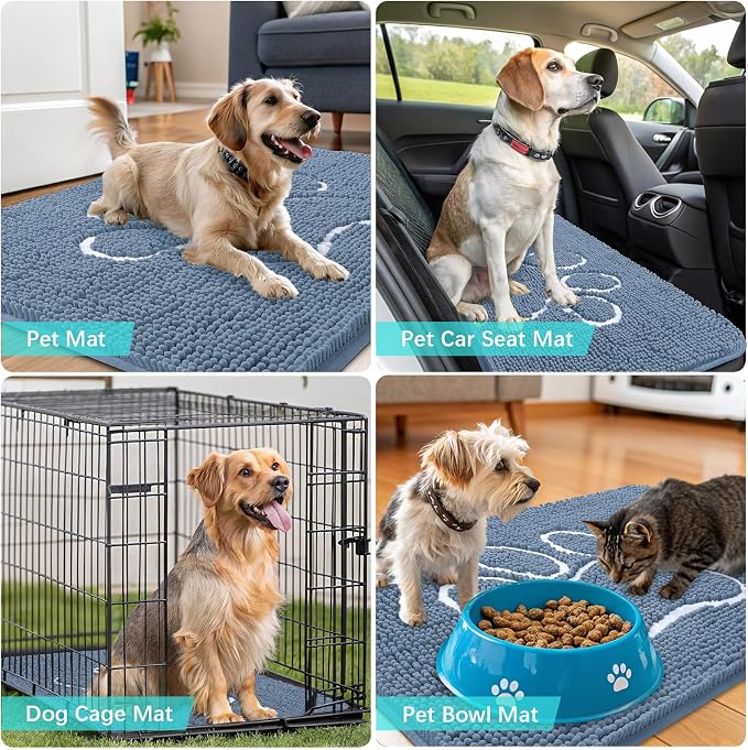 OLANLY Dog Door Mat for Muddy Paws 35x24, Paw Print Design, Absorbs Moisture - Image 8