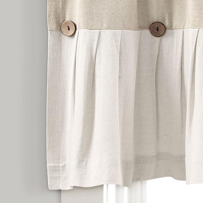 Lush Decor Linen Button Valance | 52"W x 18"L | Farmhouse Style | Coconut Husk - Image 2