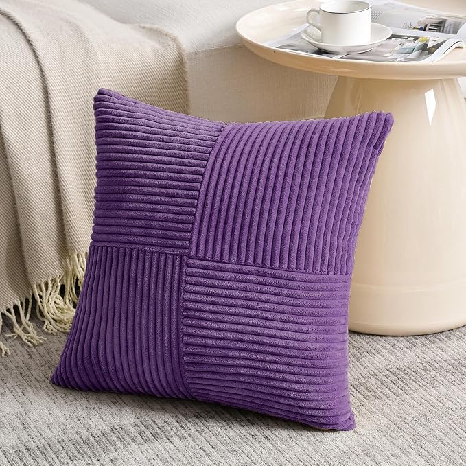 Fancy Homi 2 Packs Purple Big Decorative Throw Pillow Covers 24x24 Inch - Image 2