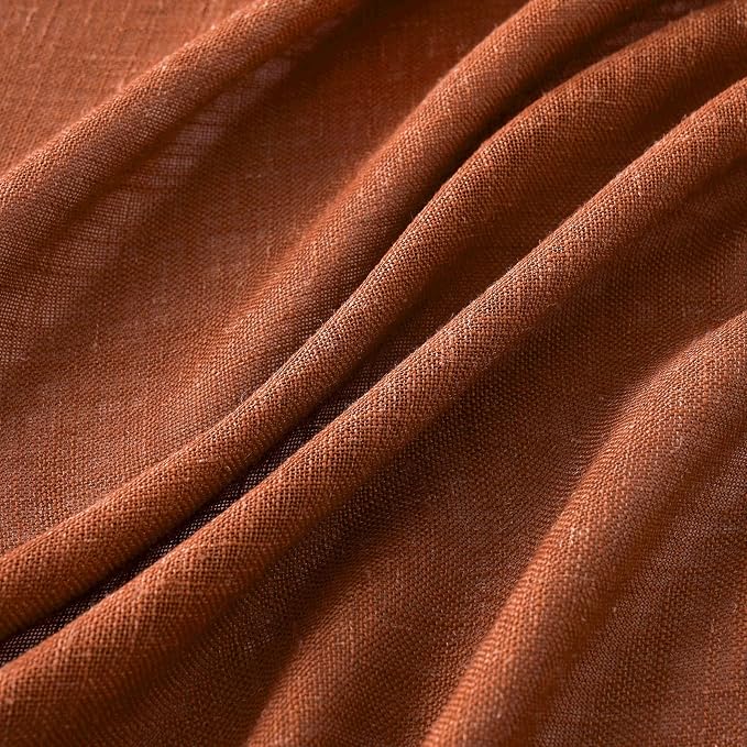 MIULEE Burnt Orange Linen Curtains 84 Inch Length - Image 4