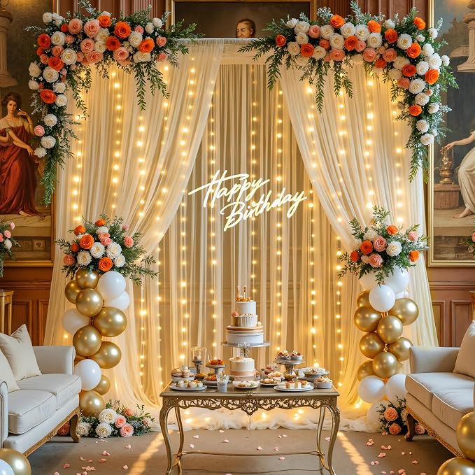 Champagne Tulle Backdrop Curtain - Image 5
