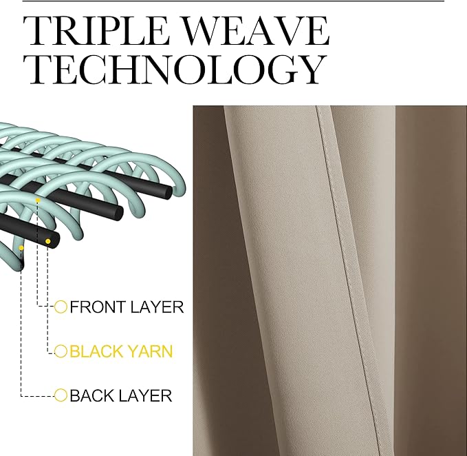 NICETOWN Bedroom Curtain Panels Blackout Draperies, Thermal Insulated Solid - Image 3